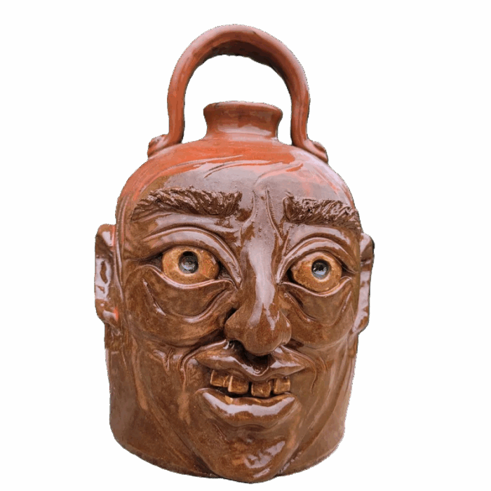 Brown and Red Glazed Face Jug by Savannah Craven