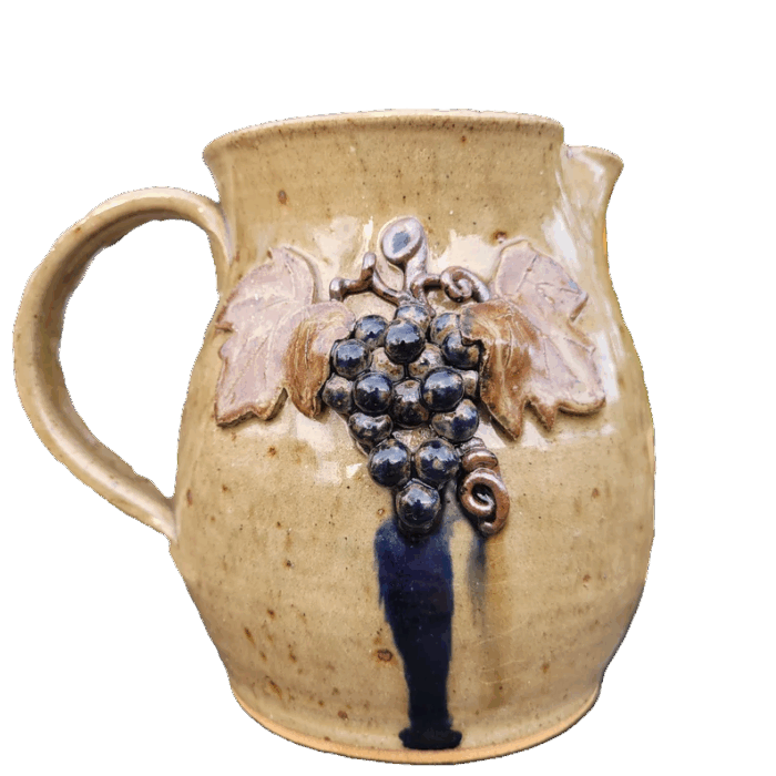 Grape Pottery Pitcher Jug Vintage 1993 Dean's Pottery by Wilford Dean