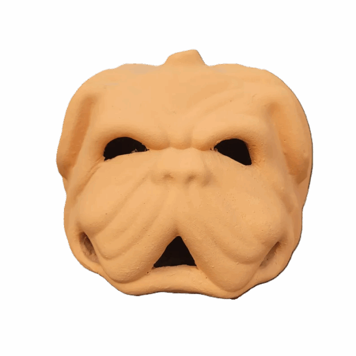 Red Georgia Clay Bulldog Jack-o'-lantern Pumpkin from Craven Pottery