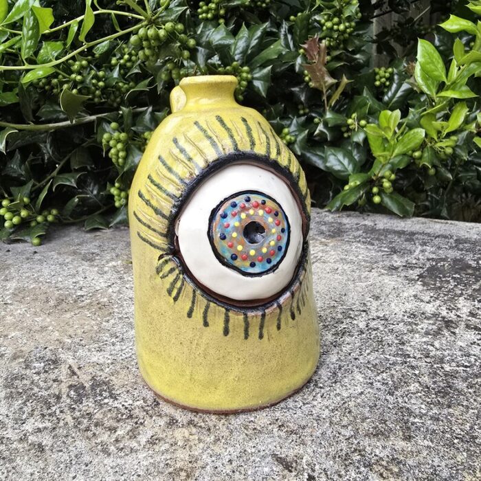 Yellow Glazed Eye Jug by Heather Elyse Head - Image 2