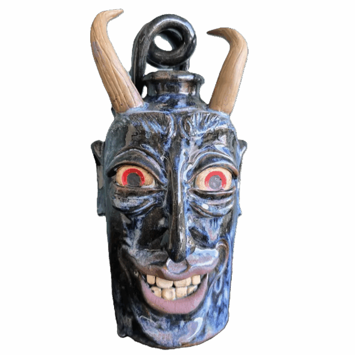 Devil Face Jug with Open Bottom by Savannah Craven