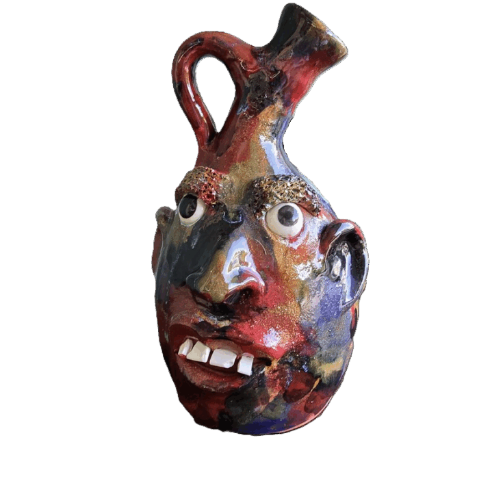 Crooked Top Colorful Face Jug by Billy Joe Craven