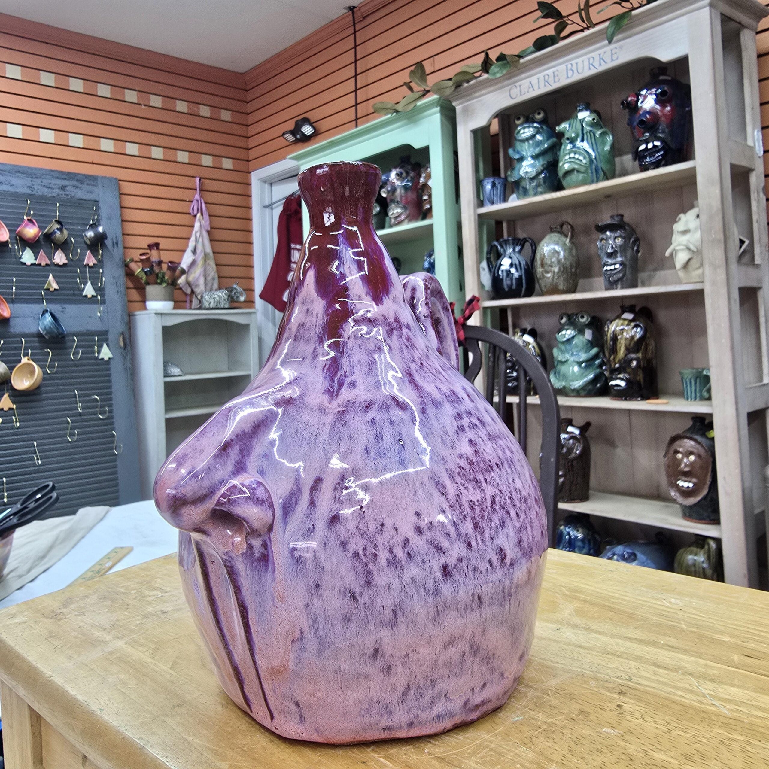 Nosy Jug | Handmade Clay Folk Art Pottery Nose Jug by Heather Elyse Head | 8" x 5.5" - Image 2
