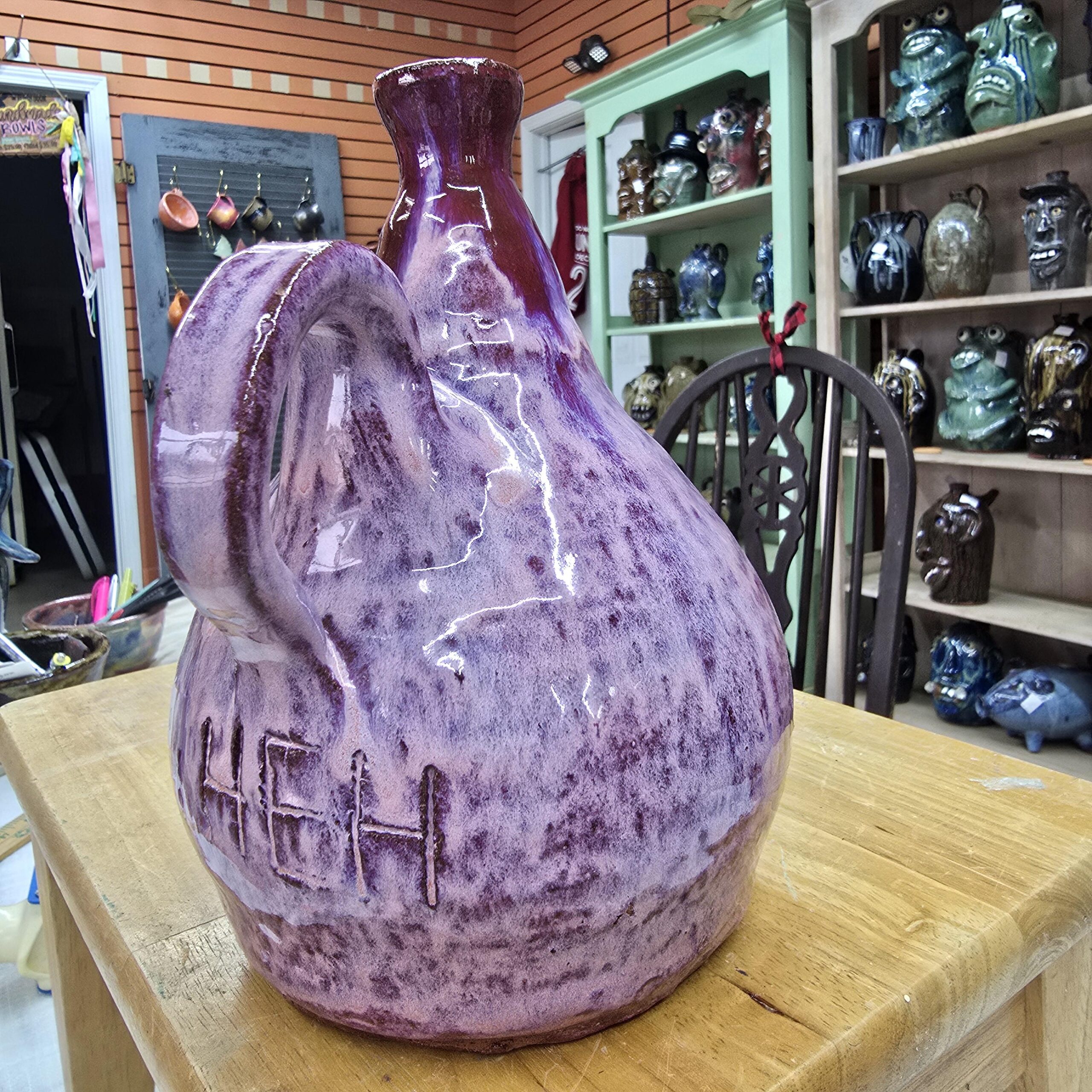 Nosy Jug | Handmade Clay Folk Art Pottery Nose Jug by Heather Elyse Head | 8" x 5.5" - Image 7