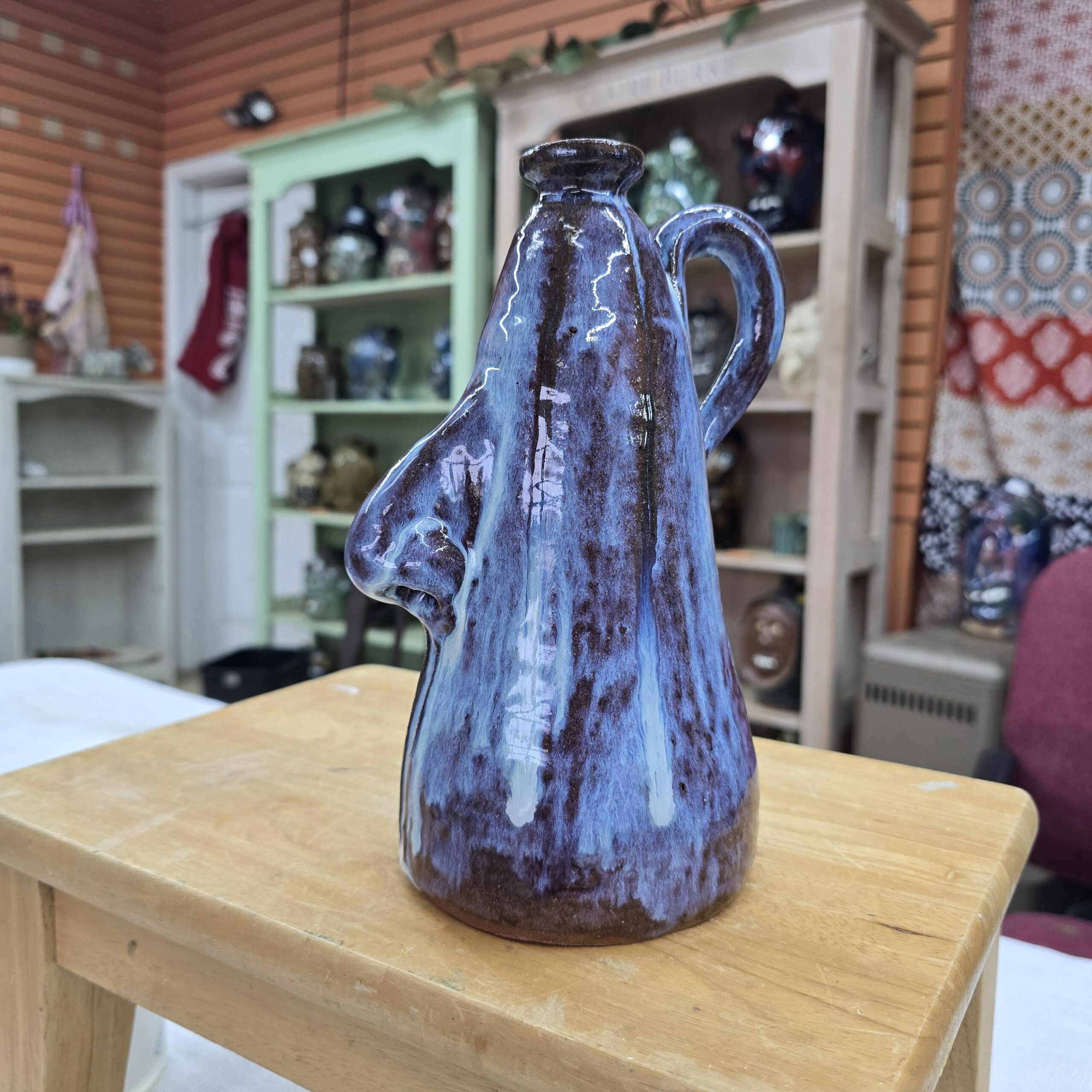 Nosy Jug | Handmade Clay Folk Art Pottery Nose Jug by Heather Elyse Head | 9" x 5" - Image 4