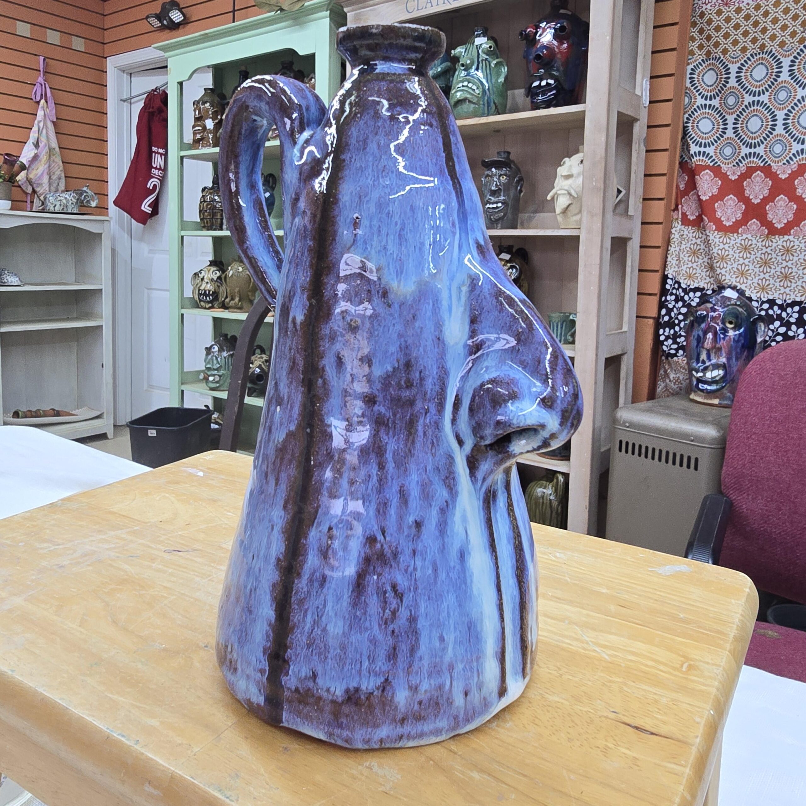 Nosy Jug | Handmade Clay Folk Art Pottery Nose Jug by Heather Elyse Head | 9" x 5" - Image 7