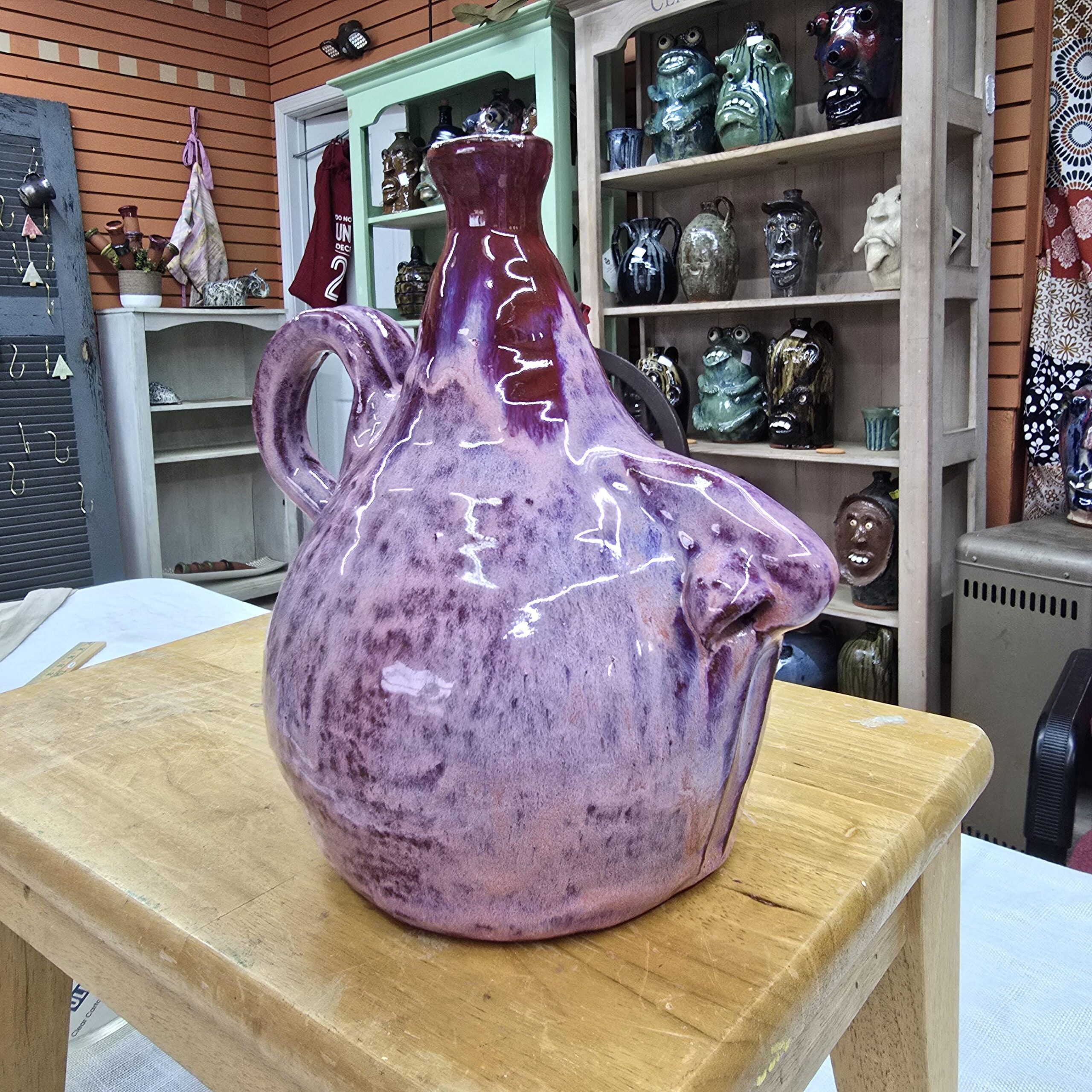 Nosy Jug | Handmade Clay Folk Art Pottery Nose Jug by Heather Elyse Head | 8" x 5.5" - Image 3