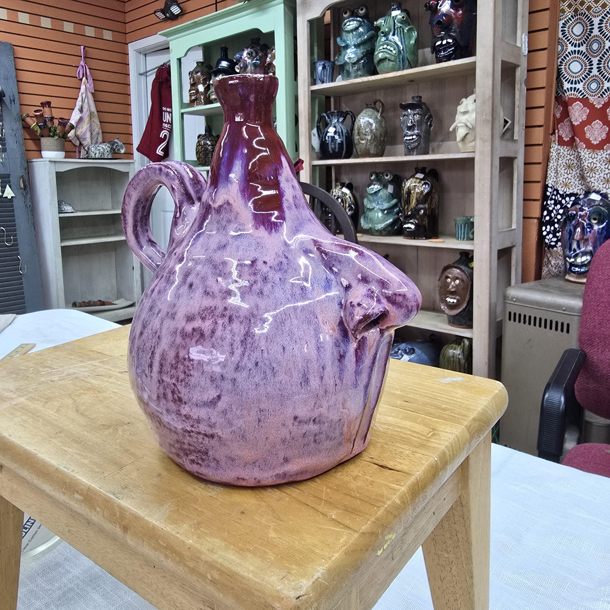 Nosy Jug | Handmade Clay Folk Art Pottery Nose Jug by Heather Elyse Head | 8" x 5.5" - Image 4