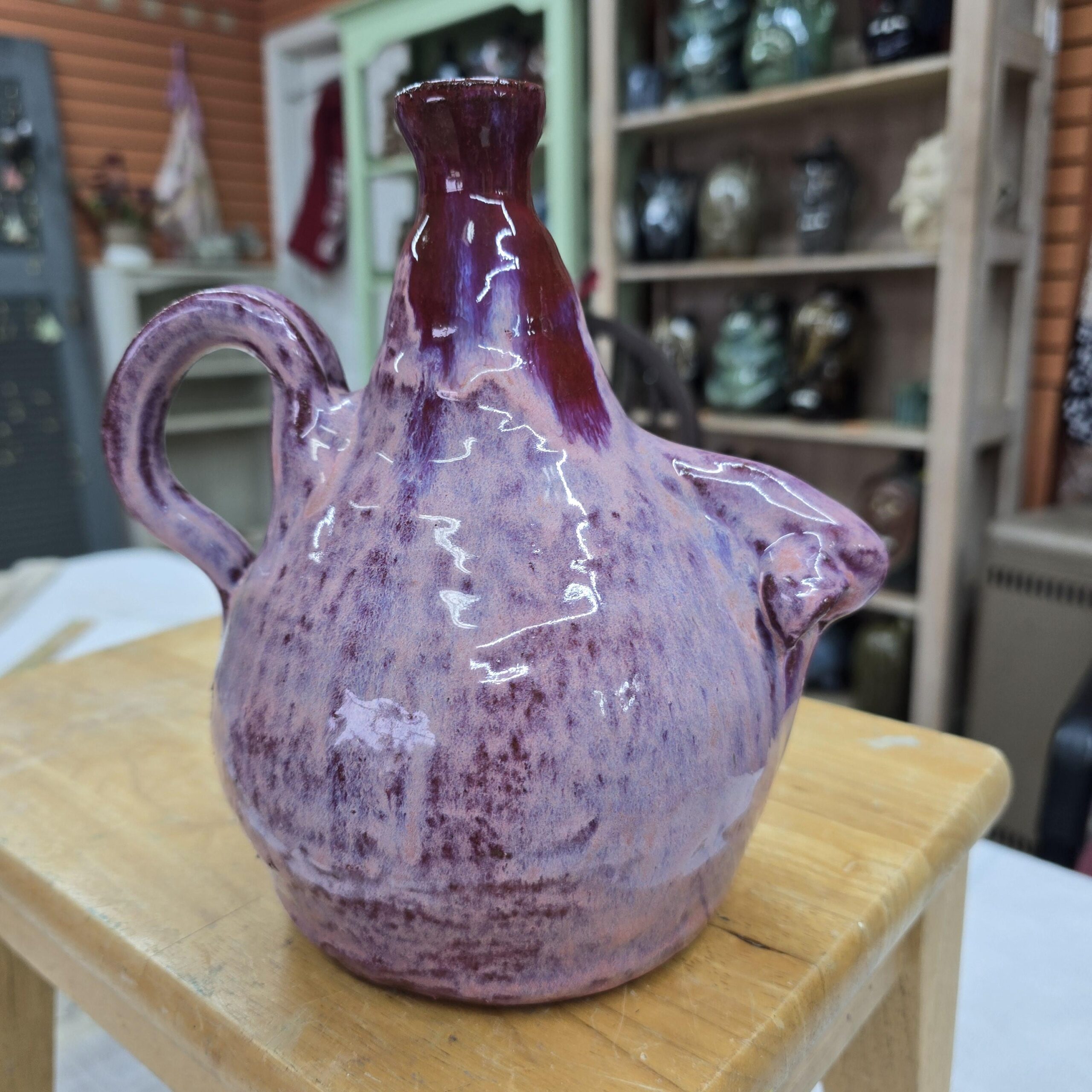Nosy Jug | Handmade Clay Folk Art Pottery Nose Jug by Heather Elyse Head | 8" x 5.5" - Image 9
