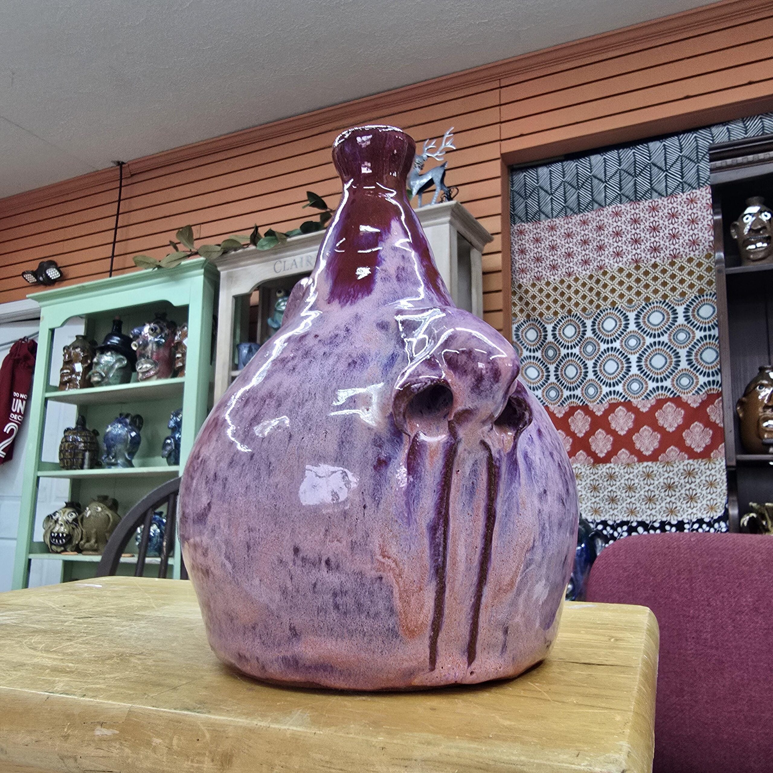 Nosy Jug | Handmade Clay Folk Art Pottery Nose Jug by Heather Elyse Head | 8" x 5.5" - Image 10