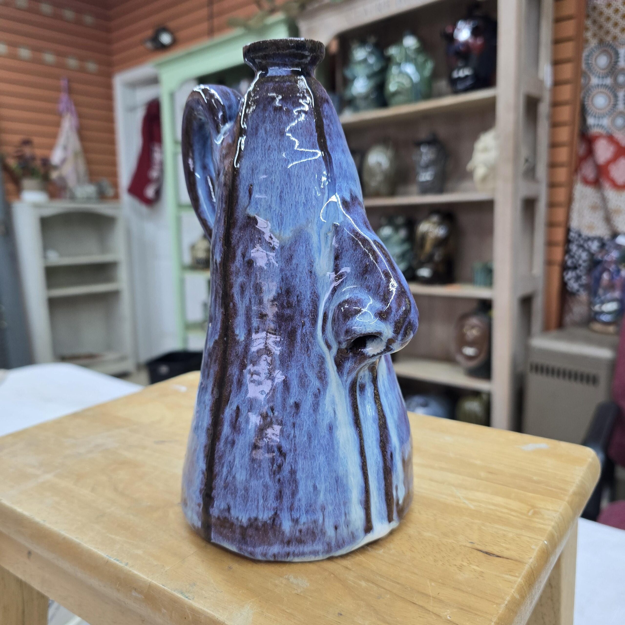 Nosy Jug | Handmade Clay Folk Art Pottery Nose Jug by Heather Elyse Head | 9" x 5"