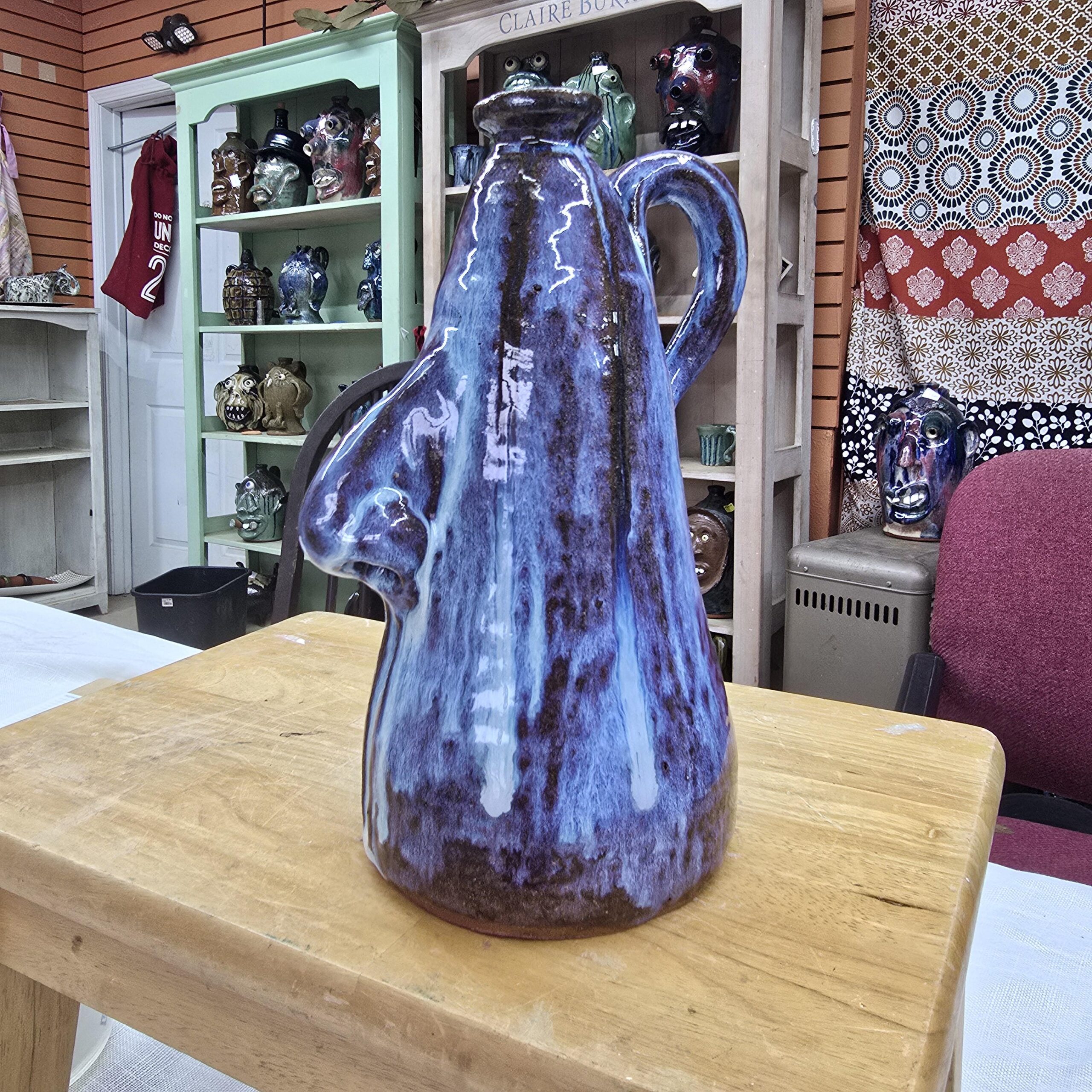 Nosy Jug | Handmade Clay Folk Art Pottery Nose Jug by Heather Elyse Head | 9" x 5" - Image 3