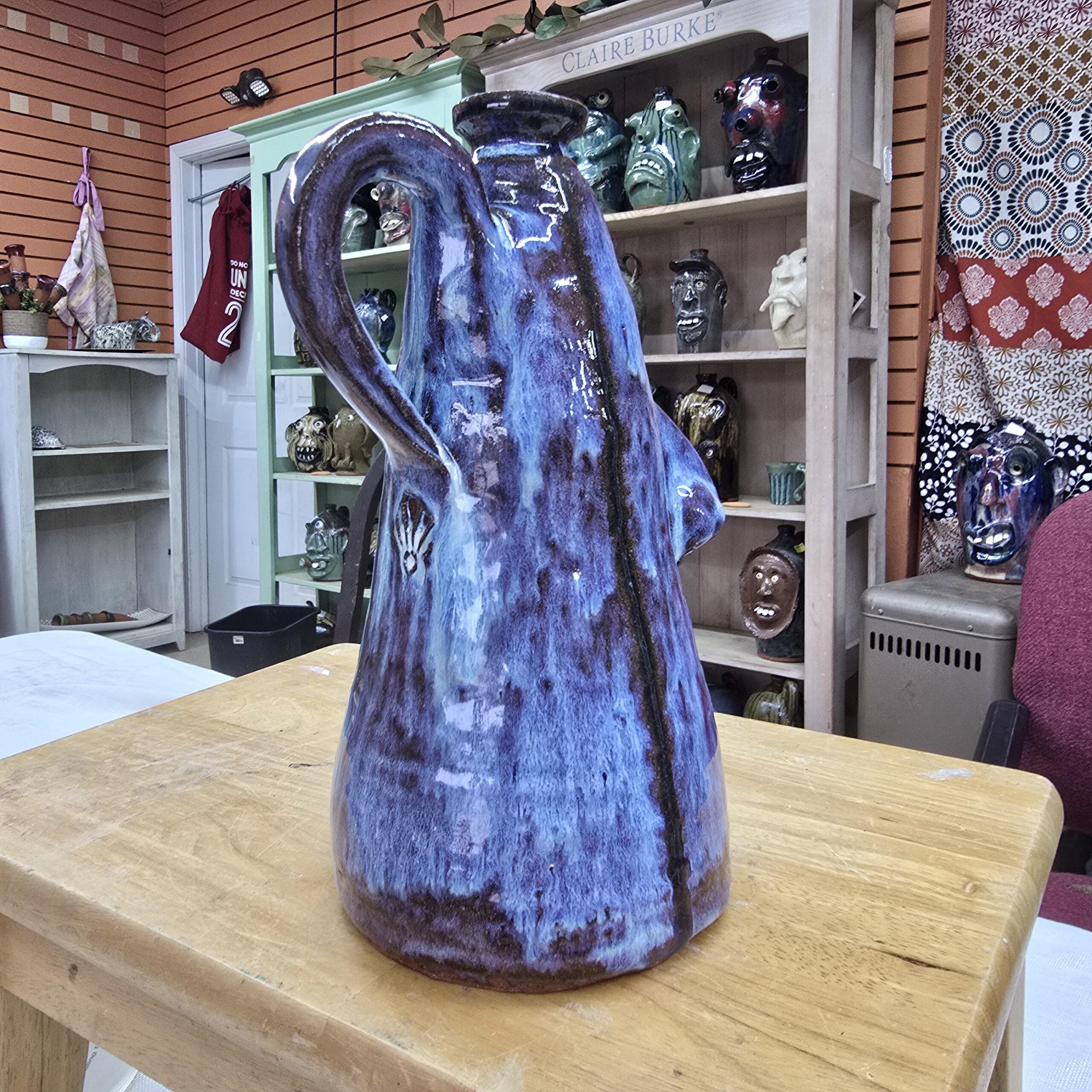 Nosy Jug | Handmade Clay Folk Art Pottery Nose Jug by Heather Elyse Head | 9" x 5" - Image 6