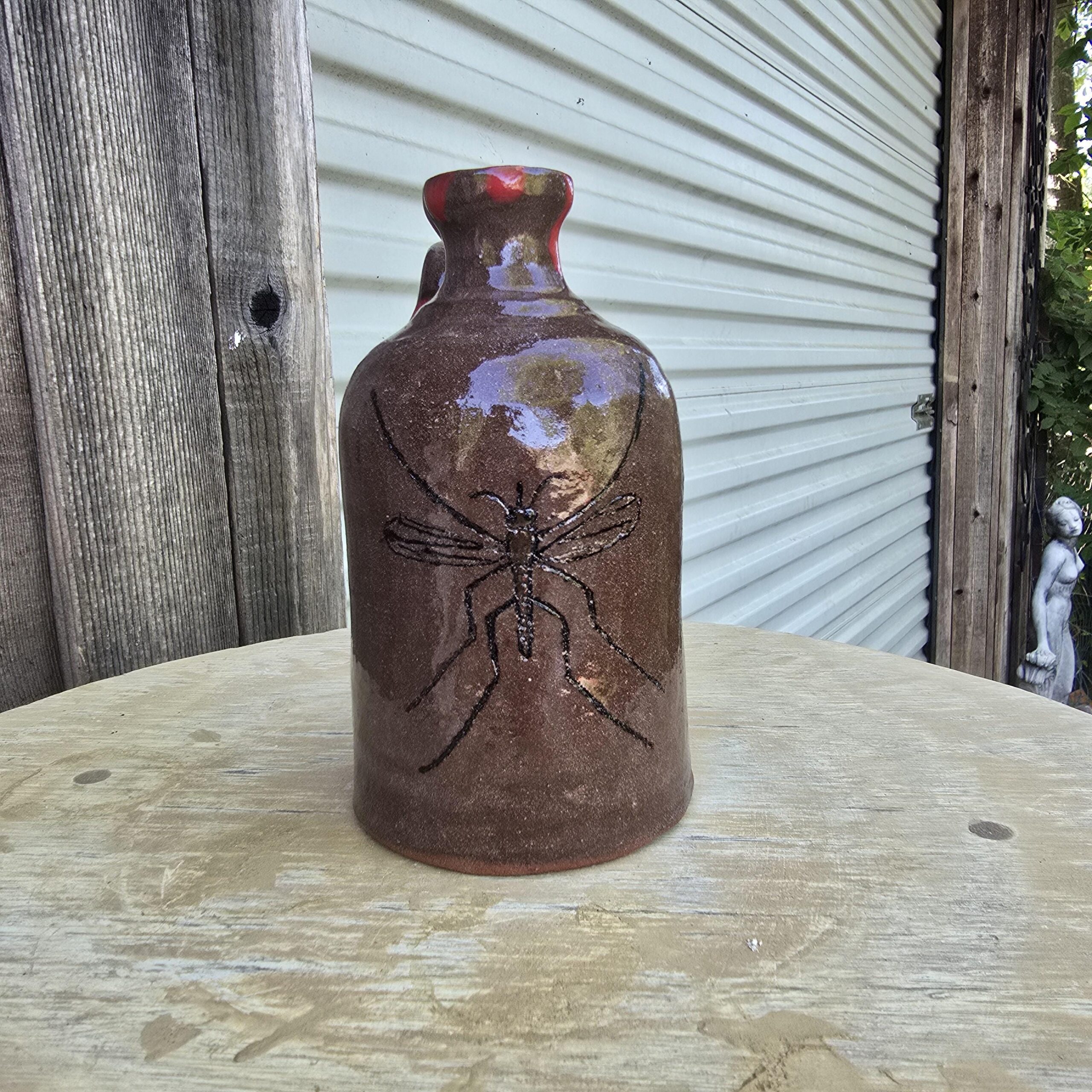 Handmade Clay Folk Art Pottery Mosquito Jug by Heather Elyse Head | 6.25" x 4" - Image 3