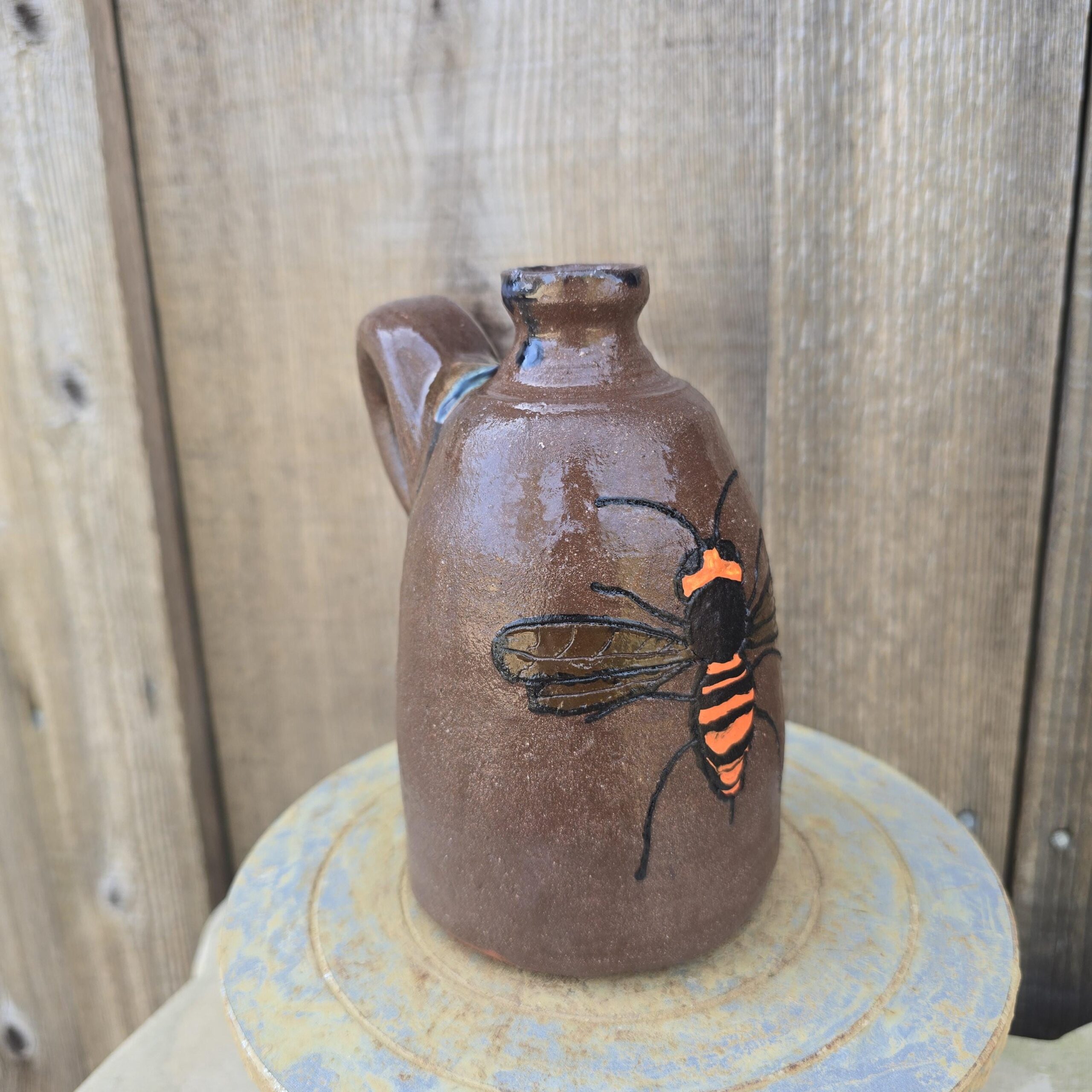 Handmade Clay Folk Art Pottery Hornet Jug by Heather Elyse Head | 5.5" x 4" - Image 6