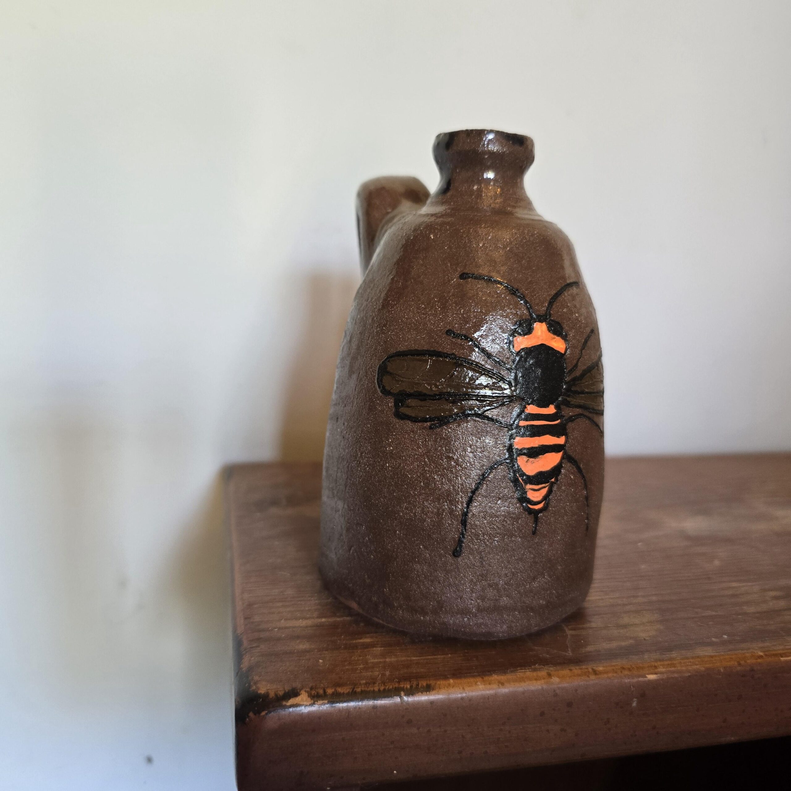 Handmade Clay Folk Art Pottery Hornet Jug by Heather Elyse Head | 5.5" x 4" - Image 9
