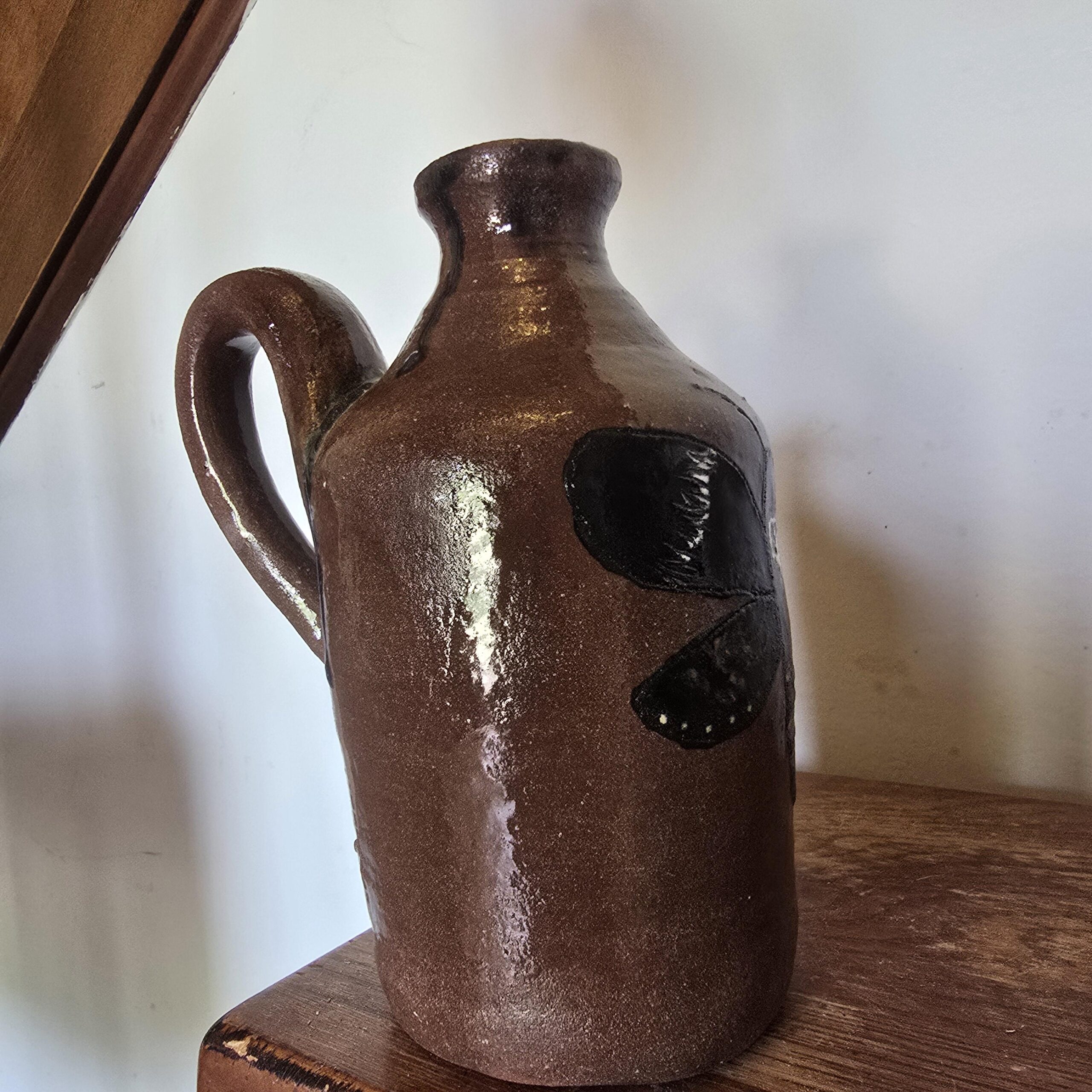 Handmade Clay Moth Folk Art Pottery Death's-Head Hawkmoth Jug by Heather Elyse Head | 6.5" x 4" - Image 6