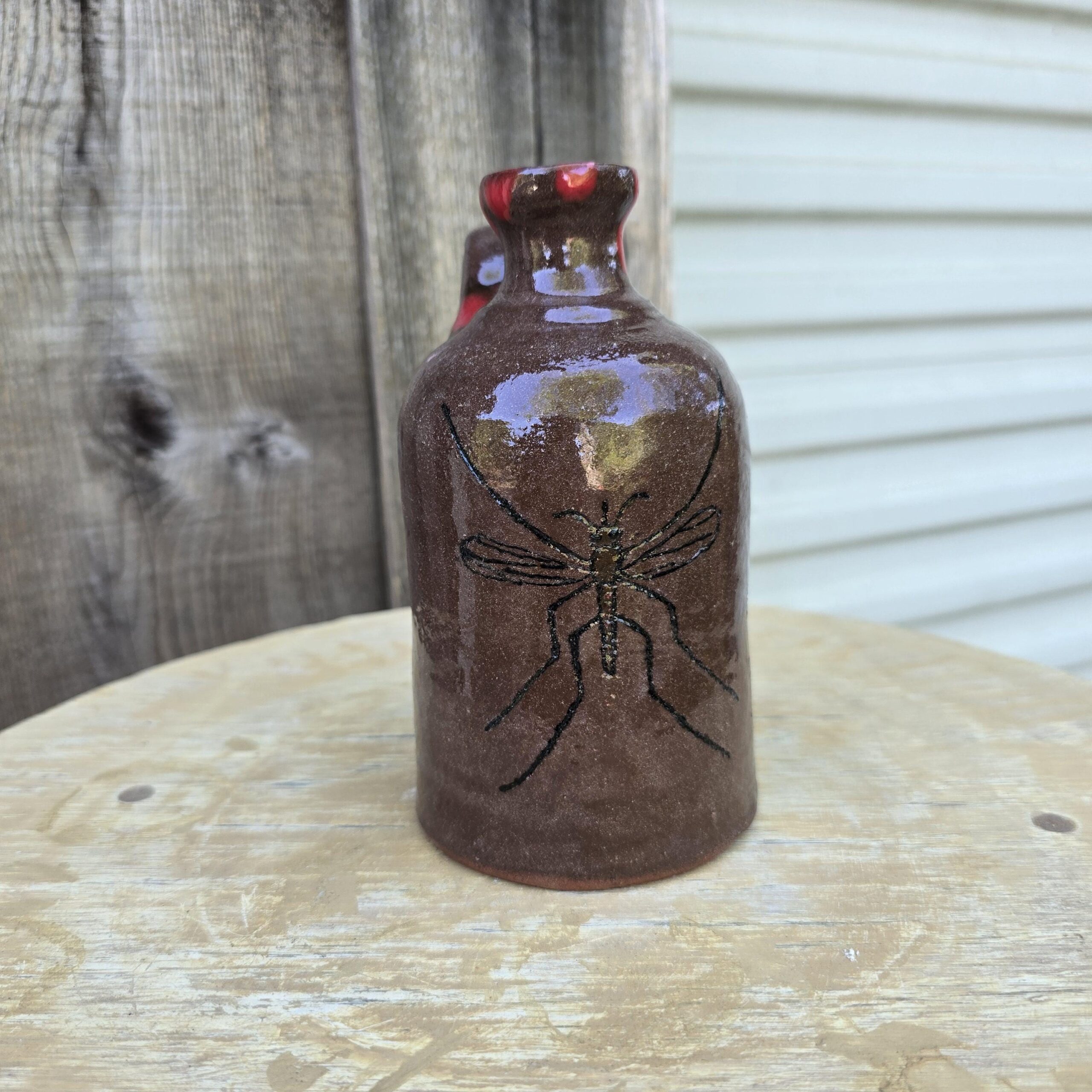 Handmade Clay Folk Art Pottery Mosquito Jug by Heather Elyse Head | 6.25" x 4" - Image 2