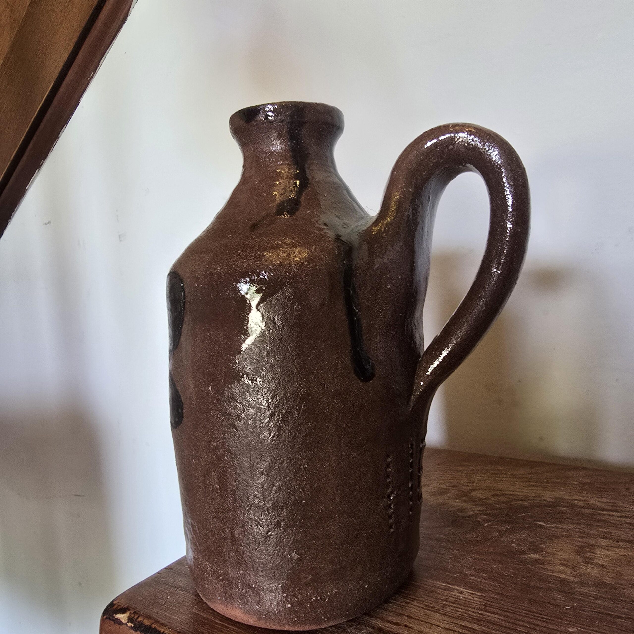 Handmade Clay Moth Folk Art Pottery Death's-Head Hawkmoth Jug by Heather Elyse Head | 6.5" x 4" - Image 5
