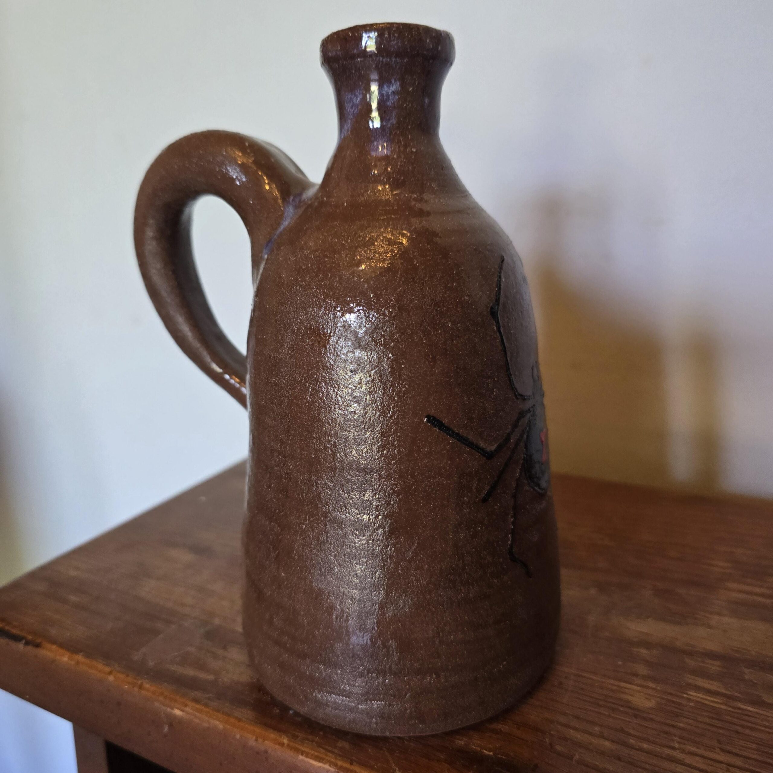 Handmade Clay Moth Folk Art Pottery Black Widow Spider Jug by Heather Elyse Head | 6.75" x 4" - Image 4