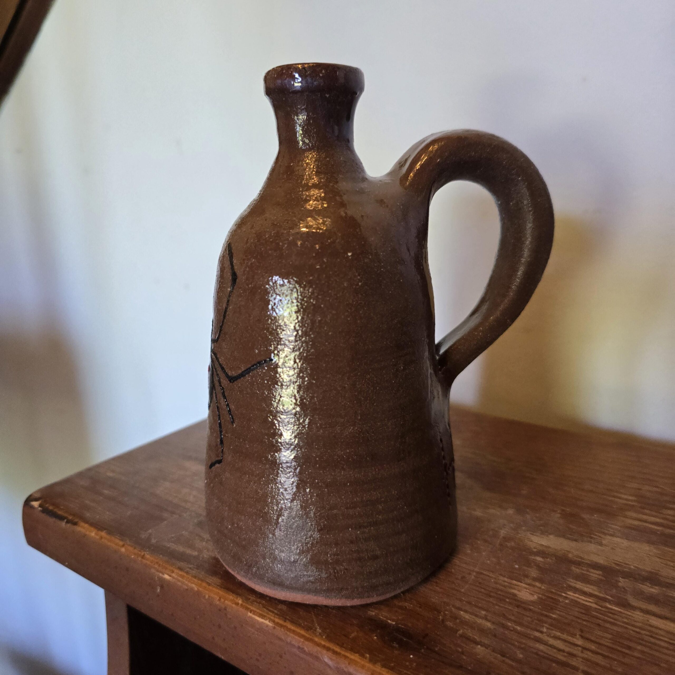 Handmade Clay Moth Folk Art Pottery Black Widow Spider Jug by Heather Elyse Head | 6.75" x 4" - Image 7