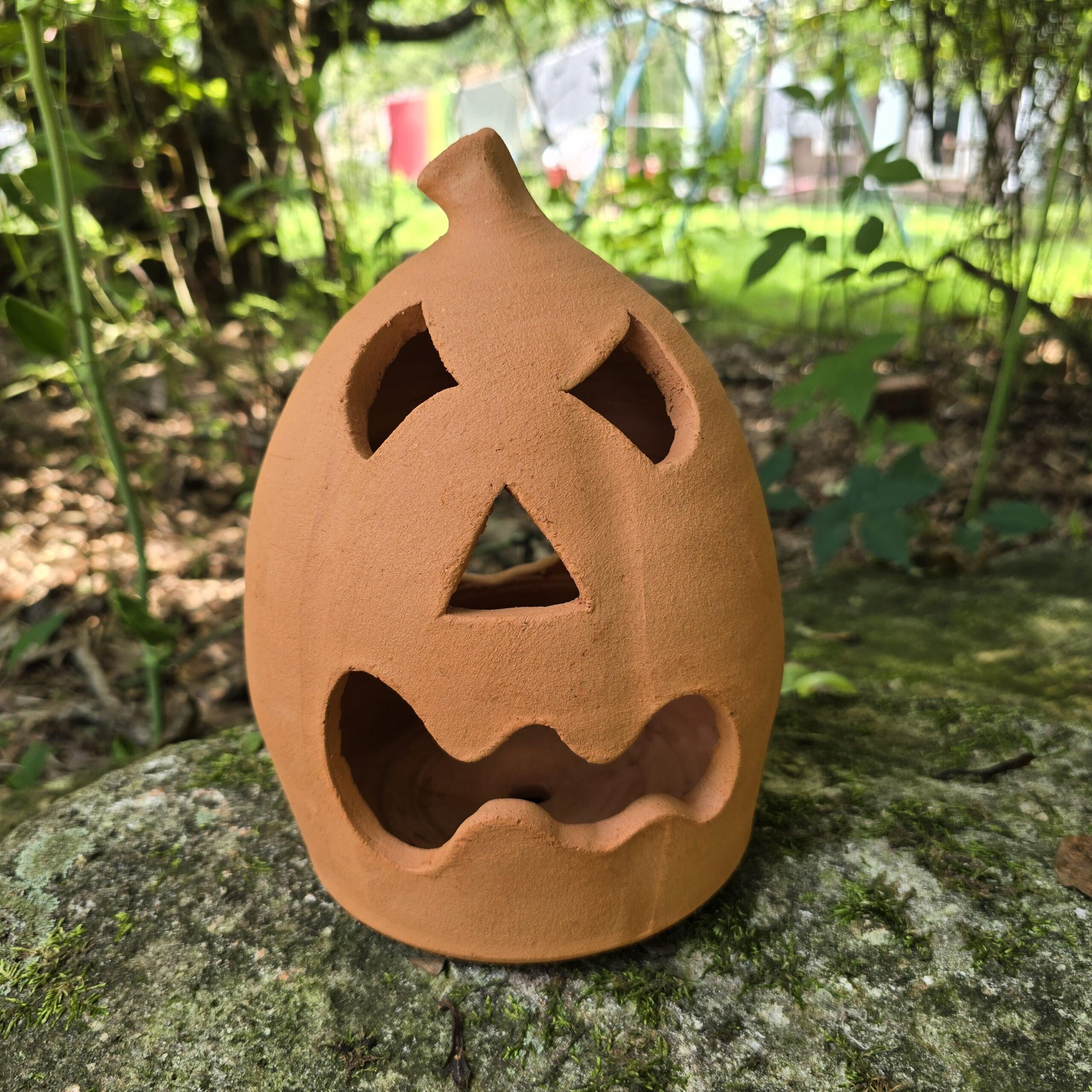Folk Pottery Jack-o'-lantern Red Clay Pumpkin by Harold Ferguson | 10" Tall