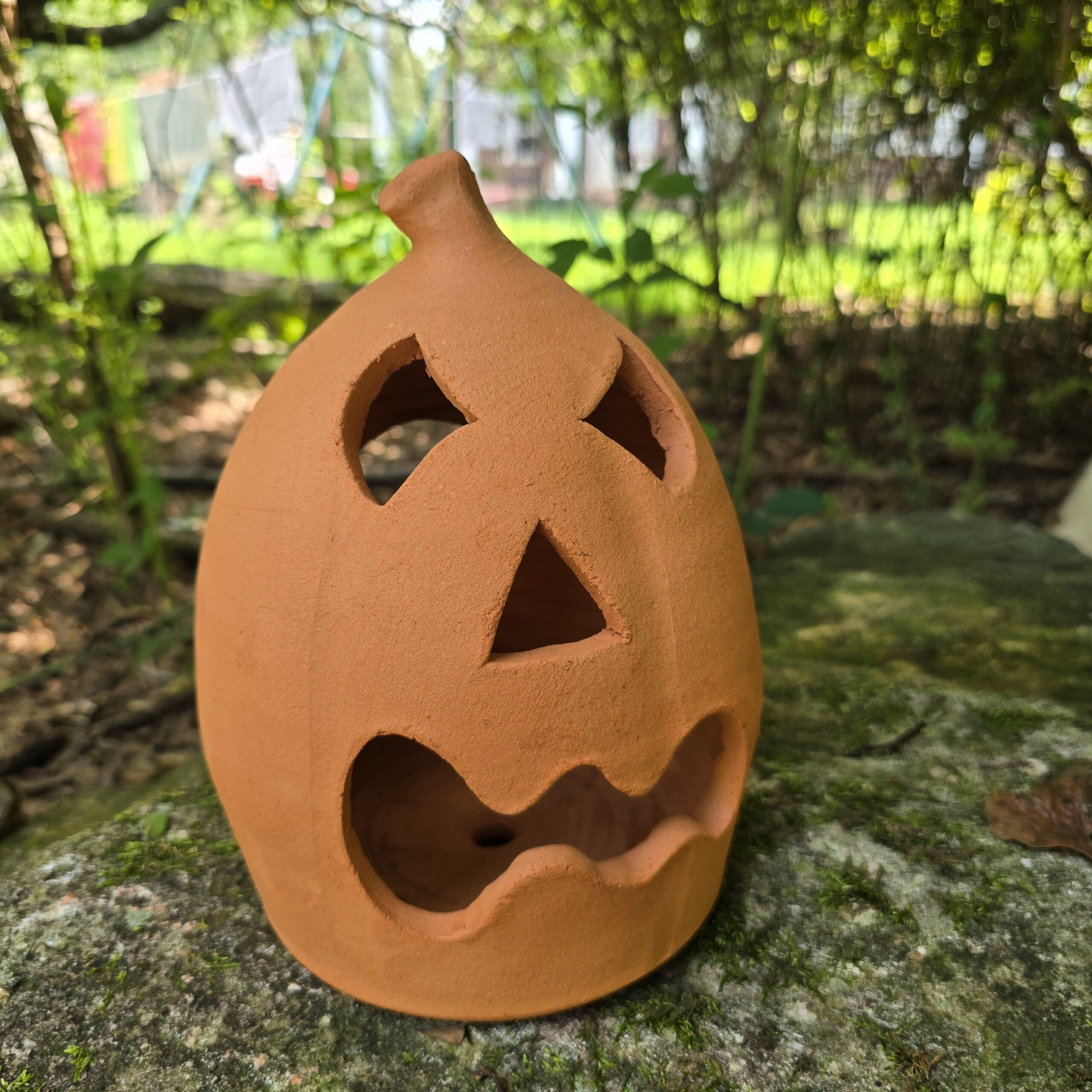 Folk Pottery Jack-o'-lantern Red Clay Pumpkin by Harold Ferguson | 10" Tall - Image 2