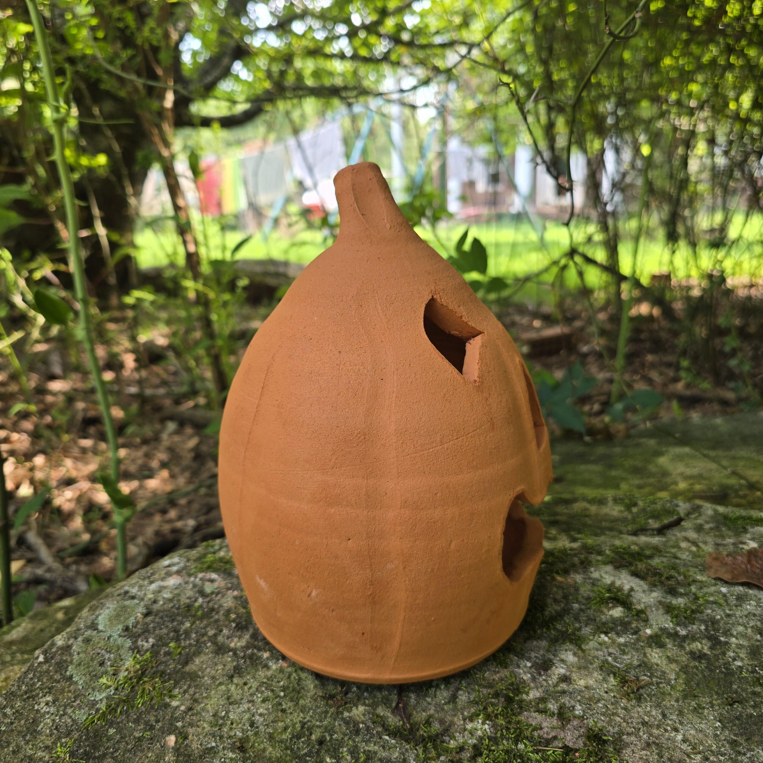 Handmade Terra Cotta Jack-o'-lantern Red Clay Pumpkin | 10" Tall - Image 7