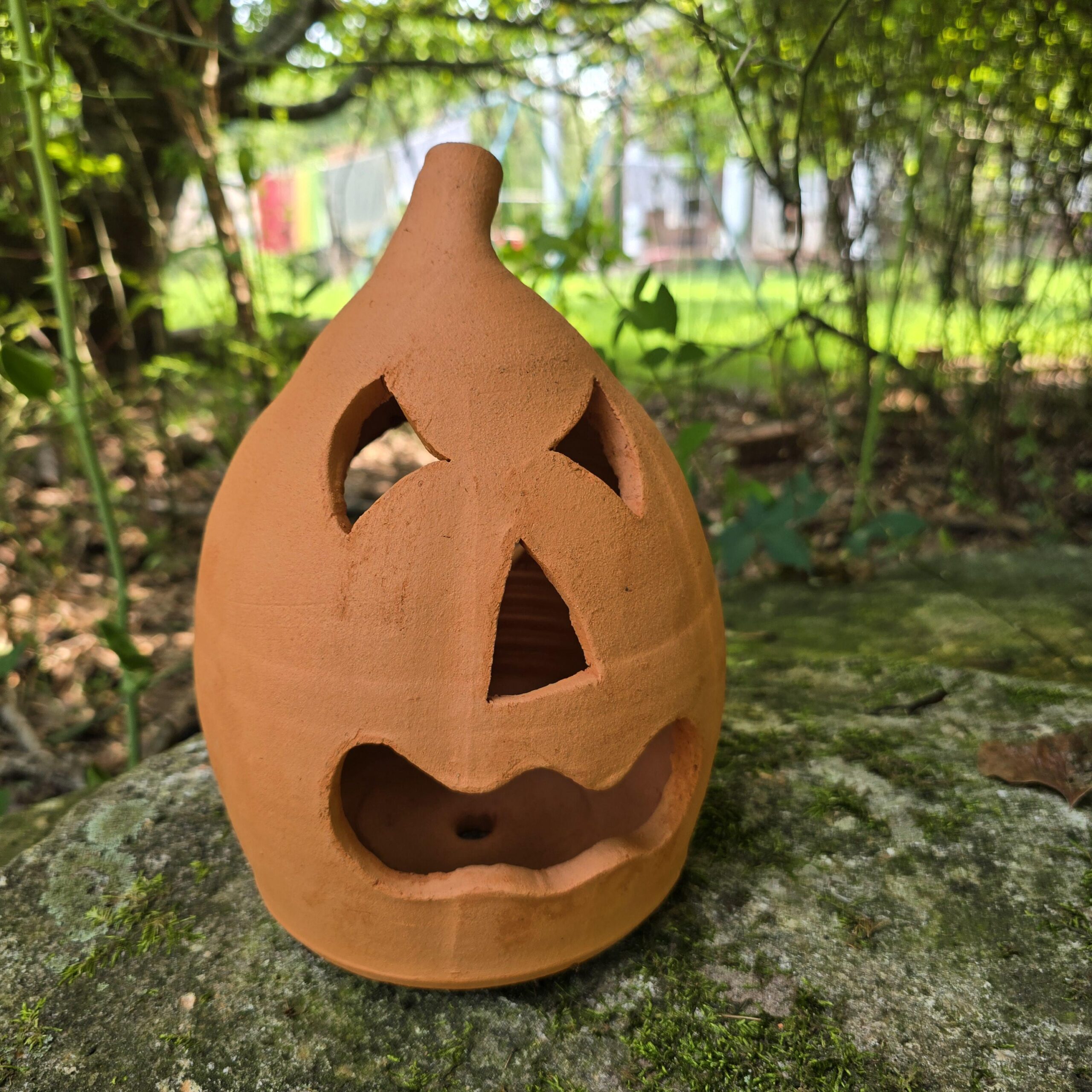 Handmade Terra Cotta Jack-o'-lantern Red Clay Pumpkin | 10" Tall - Image 8