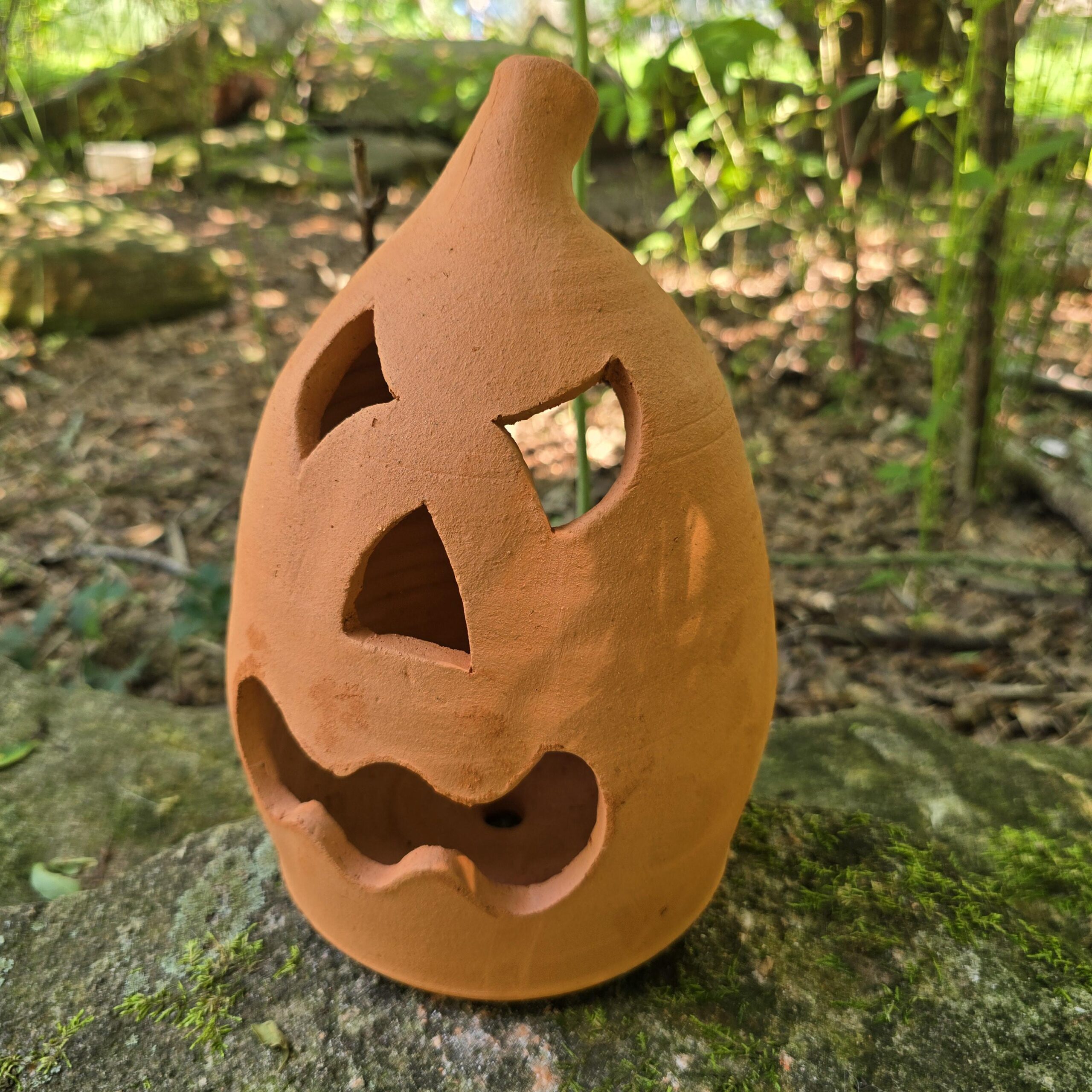 Handmade Terra Cotta Jack-o'-lantern Red Clay Pumpkin | 10" Tall - Image 4
