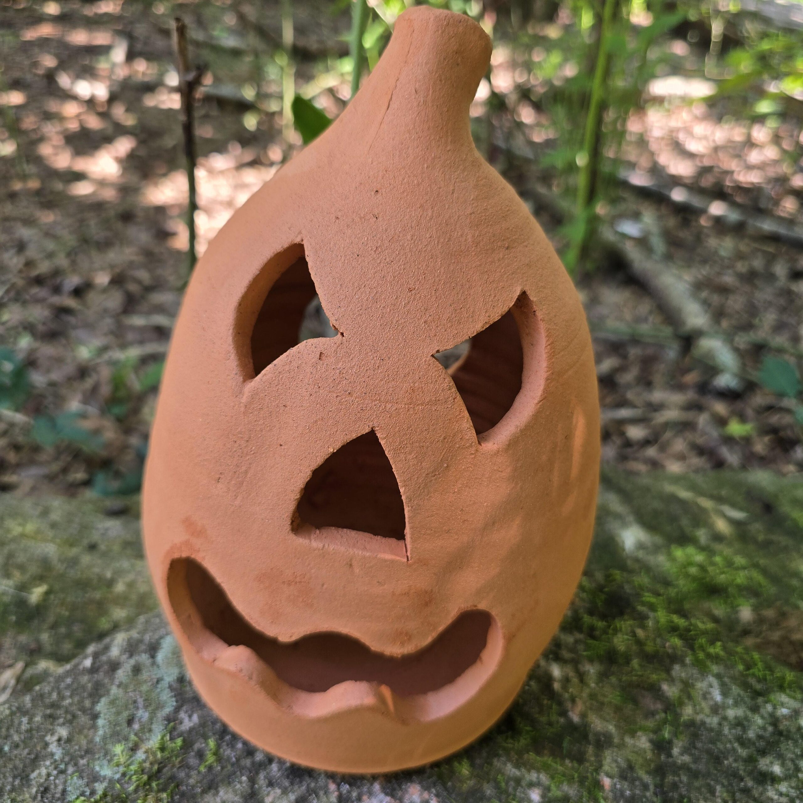 Handmade Terra Cotta Jack-o'-lantern Red Clay Pumpkin | 10" Tall - Image 5