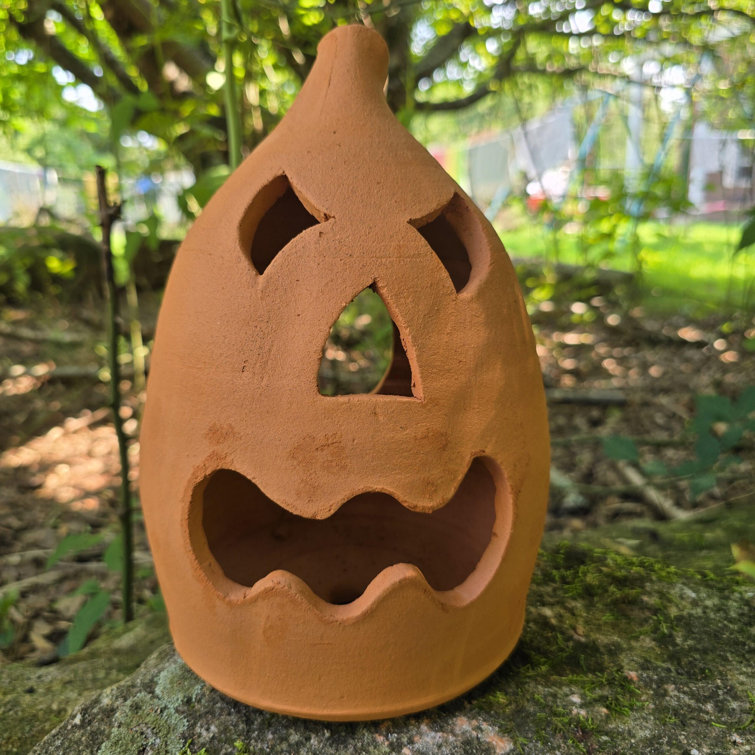 Handmade Terra Cotta Jack-o'-lantern Red Clay Pumpkin | 10" Tall - Image 6