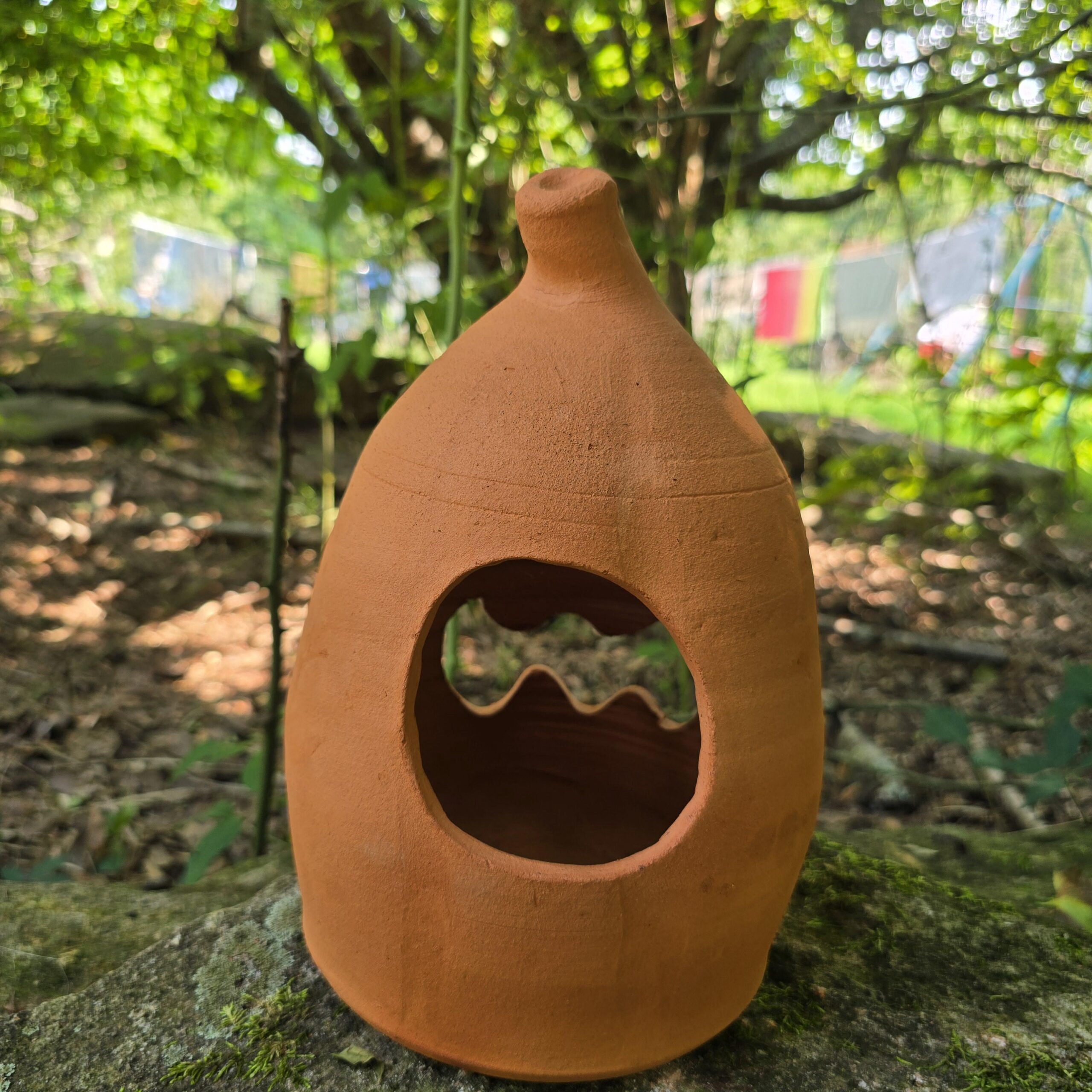 Handmade Terra Cotta Jack-o'-lantern Red Clay Pumpkin | 10" Tall - Image 8