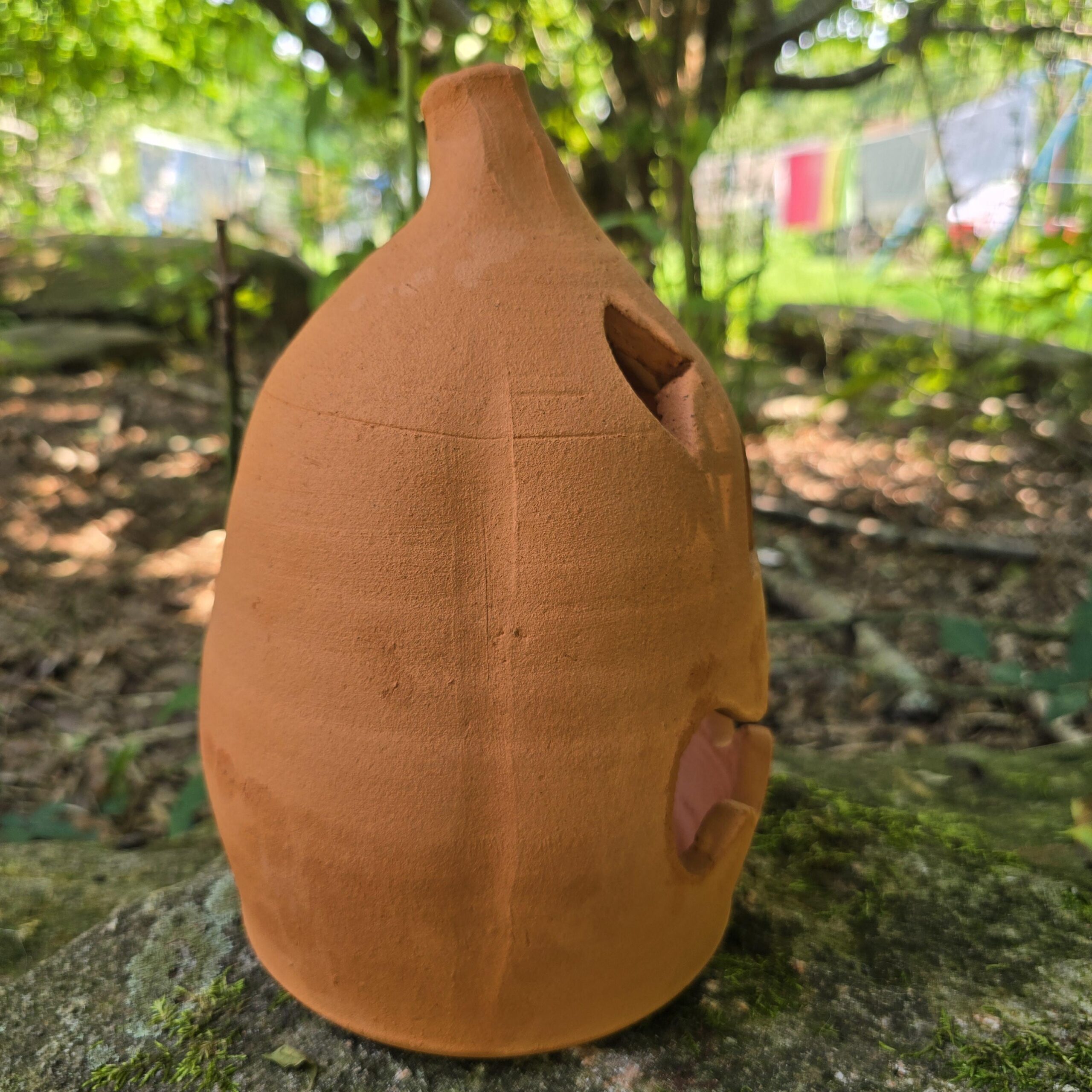 Handmade Terra Cotta Jack-o'-lantern Red Clay Pumpkin | 10" Tall - Image 9