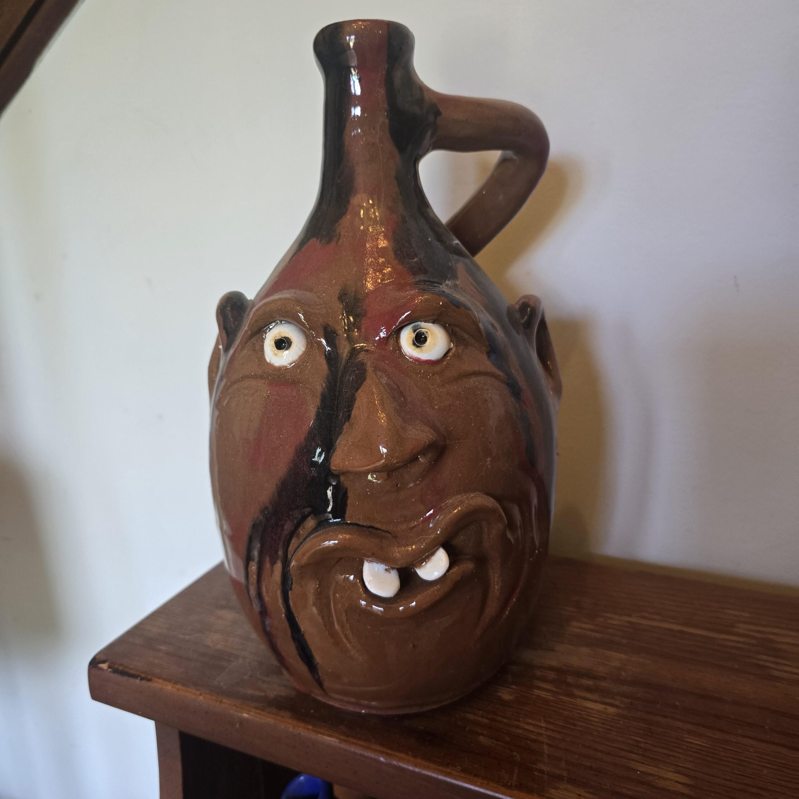 Brown Glazed Face Jug by Billy Joe Craven | 12.25" x 7.5"