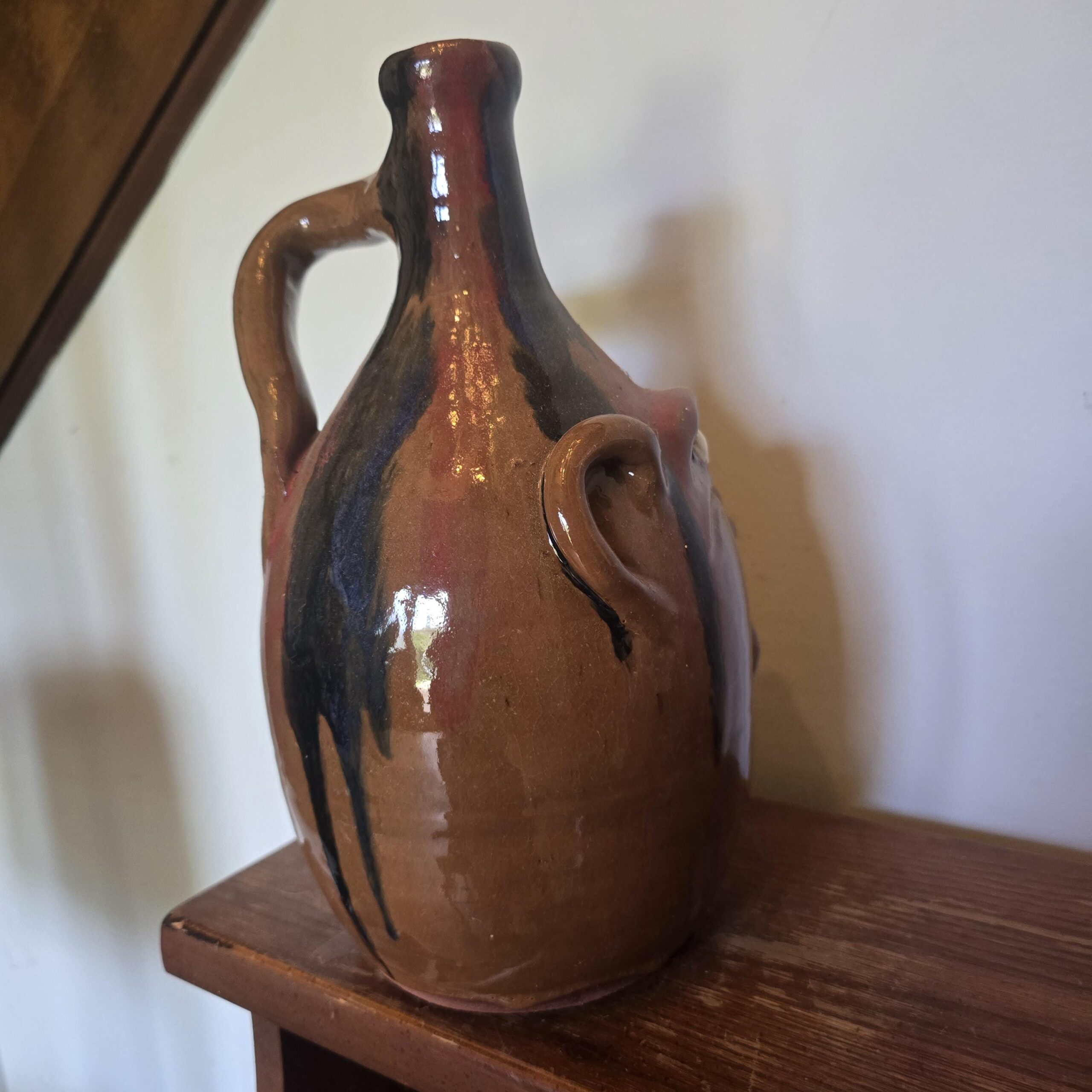 Brown Glazed Face Jug by Billy Joe Craven | 12.25" x 7.5" - Image 4