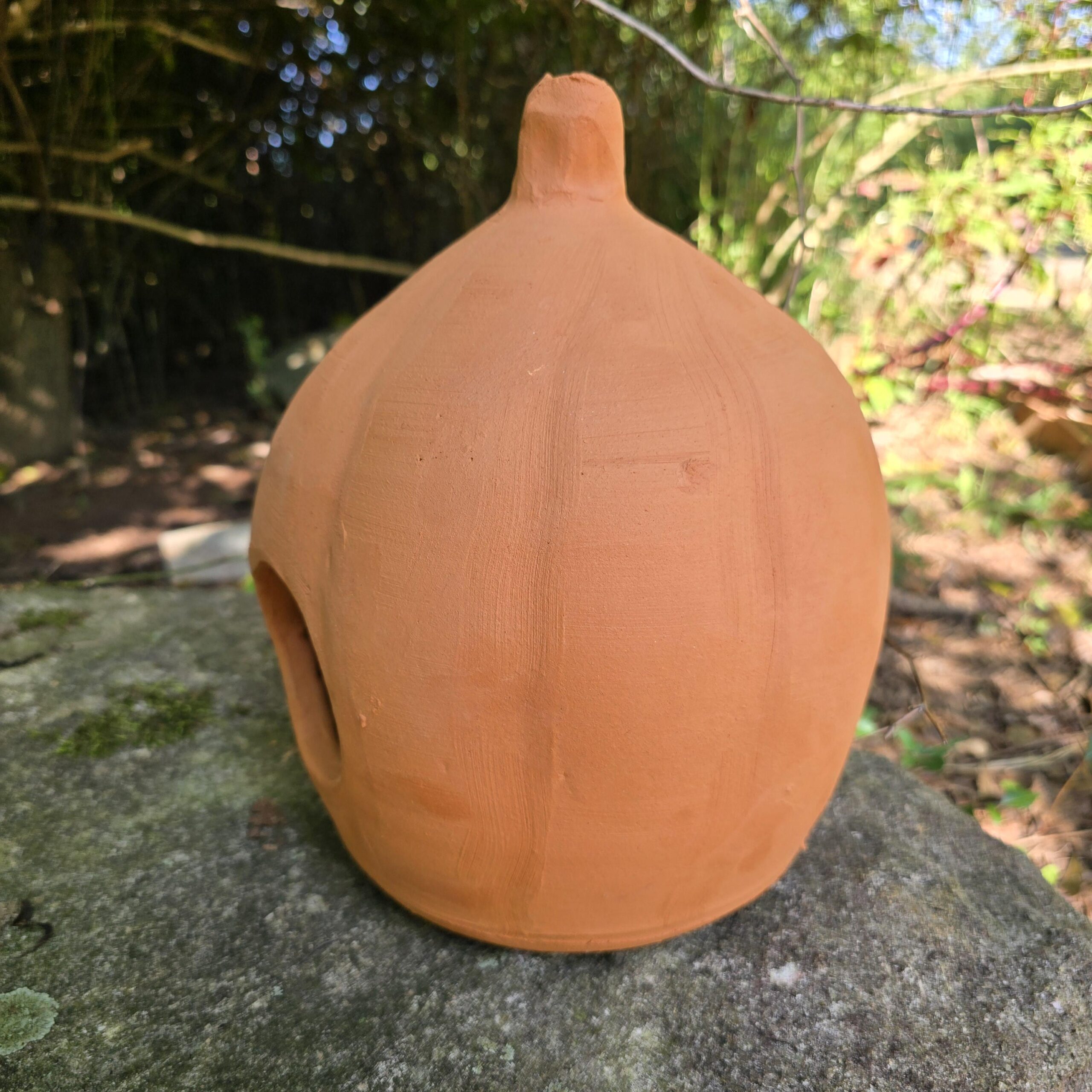 Handmade Terra Cotta Smiling Jack-o'-lantern Red Clay Pumpkin | 12" Tall - Image 5